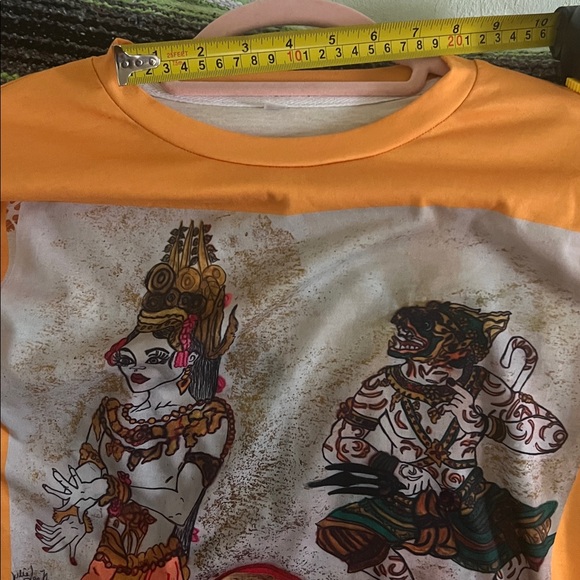 #** 002= unisex Khmer Art Graphic T-Shirt in Orange design - Picture 5 of 6